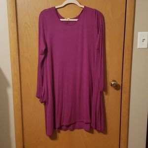 Magenta swing dress with pockets